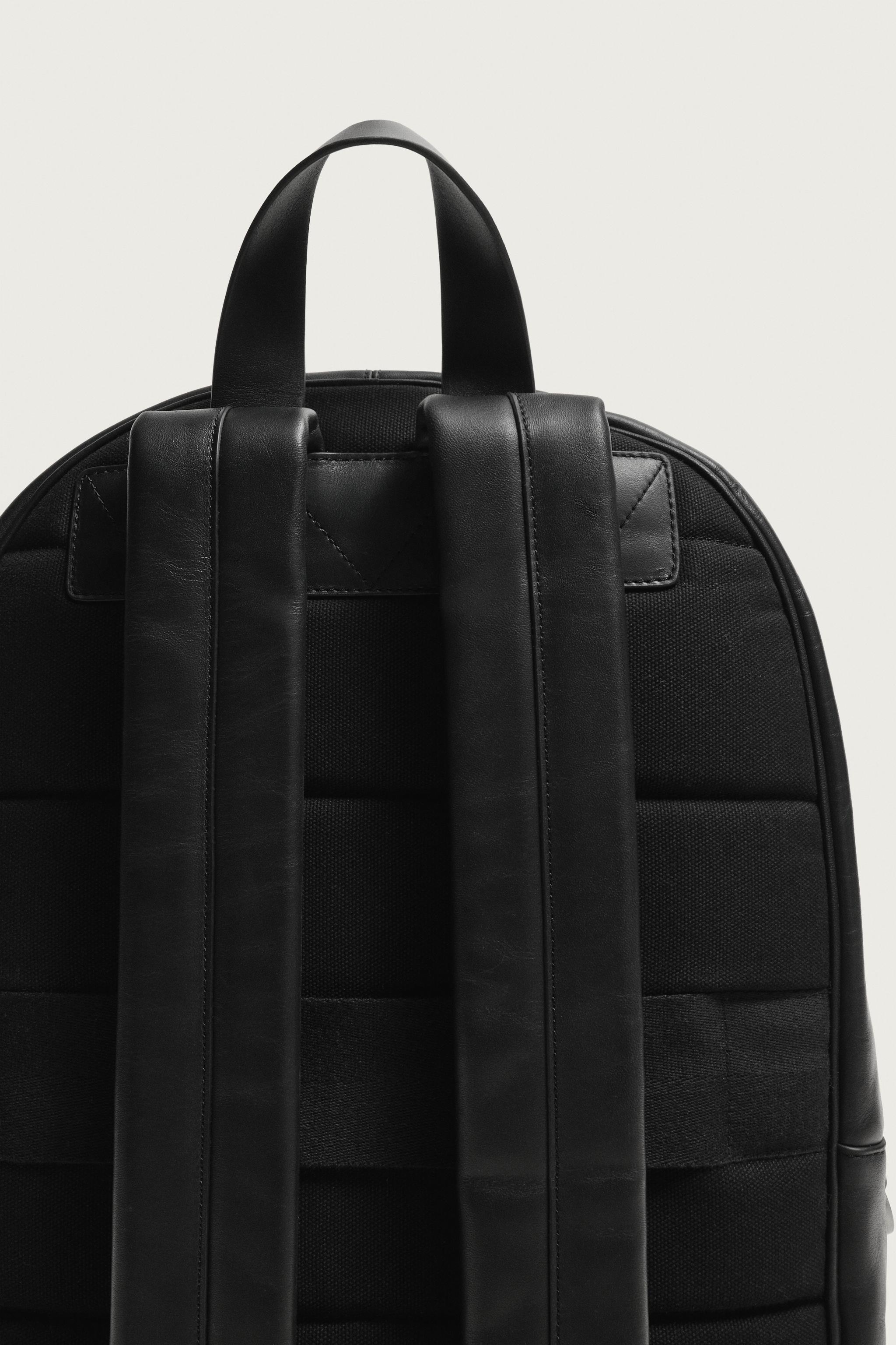 braided leather backpack zara Theodore Padded back and luggage strap Faux Metallic Leather Braided Embossed