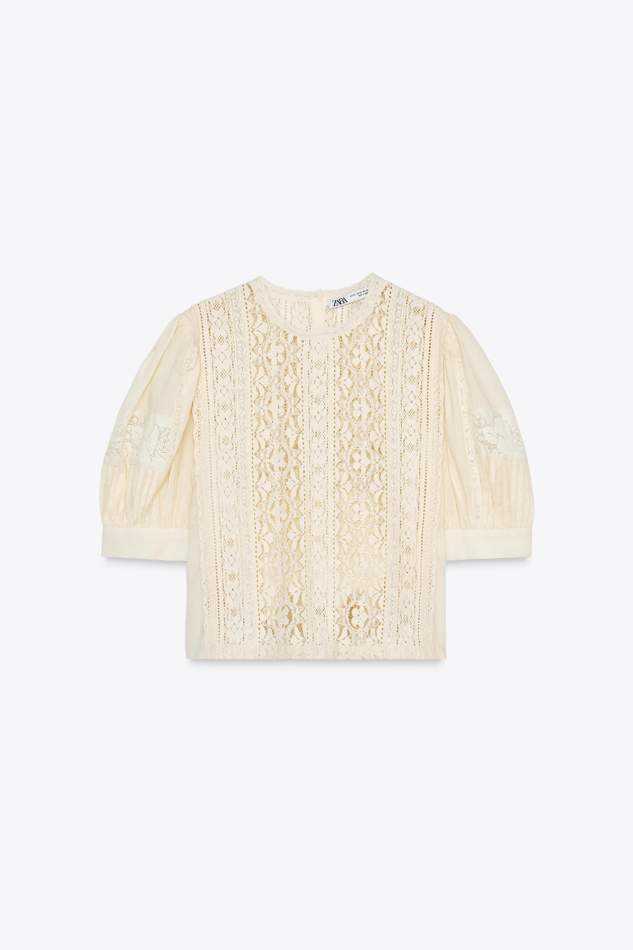 zebemay Women's Floral Lace Top Long Sleeve Mock See Through