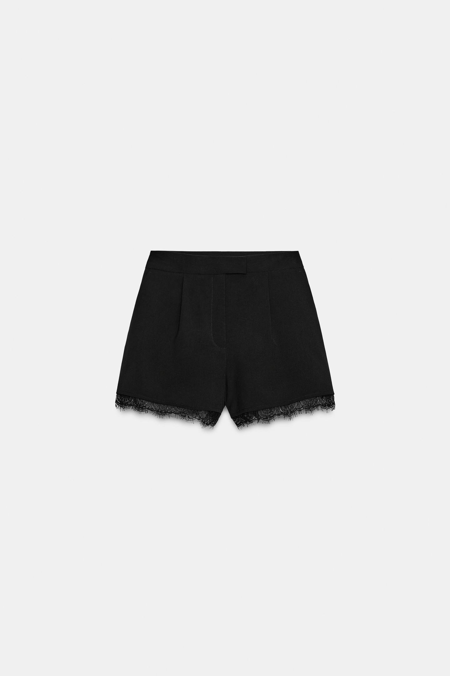 Женские шорты Zara Lace Bermuda, цвет: Чёрный — фото 5