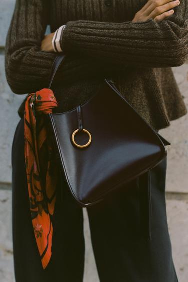 MINI BUCKET BAG WITH METAL RING - Burgundy Red by Zara - Image 1