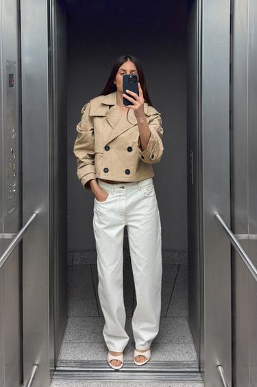 Zara SHORT TRENCH COAT WITH DETACHABLE HOOD - Light camel - Image 0