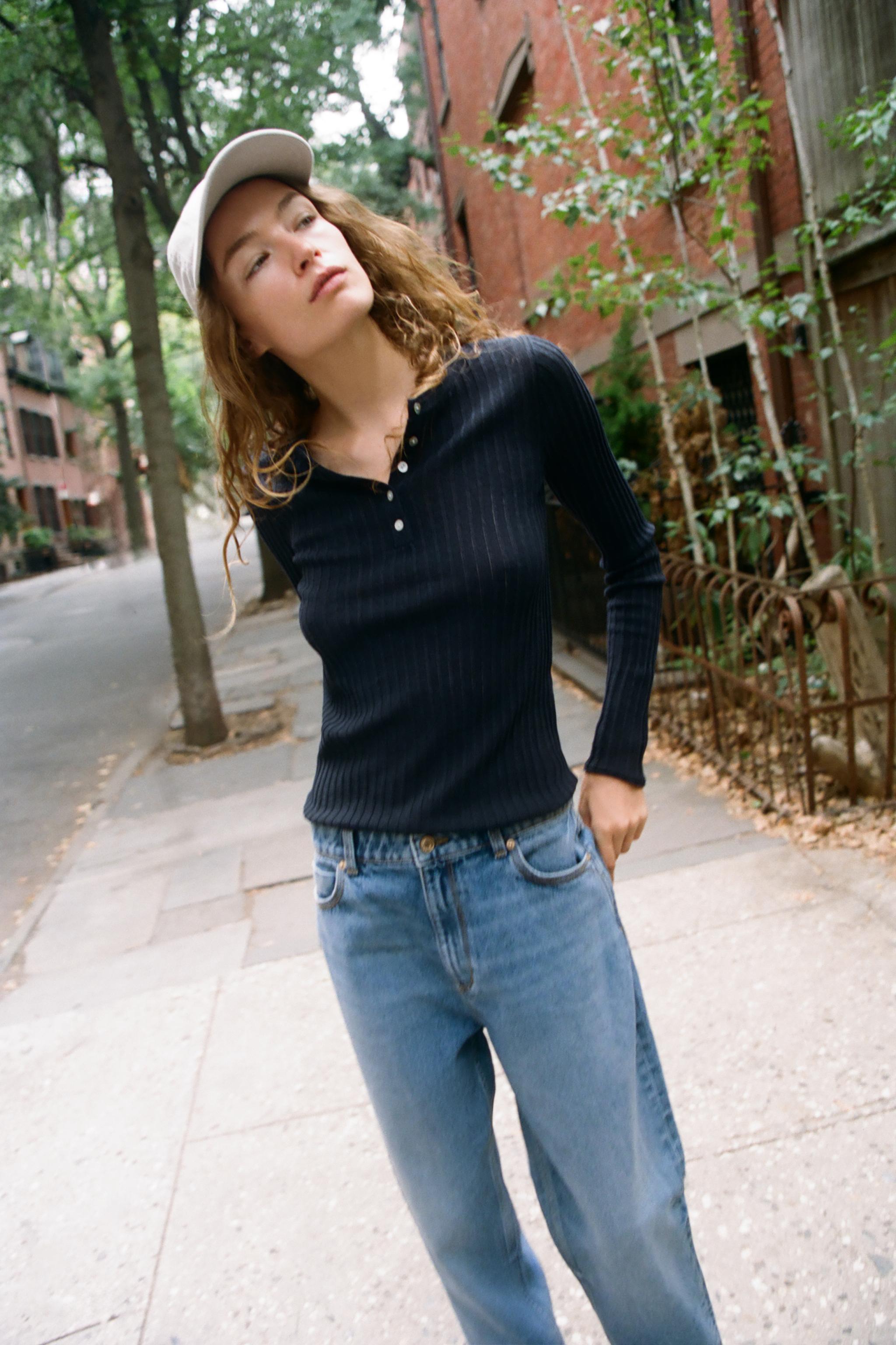 HENLEY BUTTON T-SHIRT — Navy blue