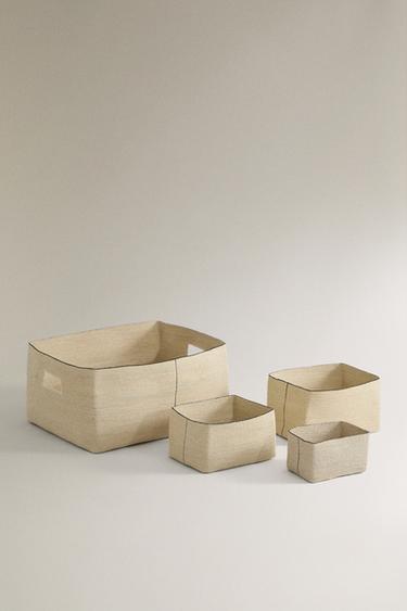 SQUARE BASKET WITH LINE - Light beige by Zara - Image 1