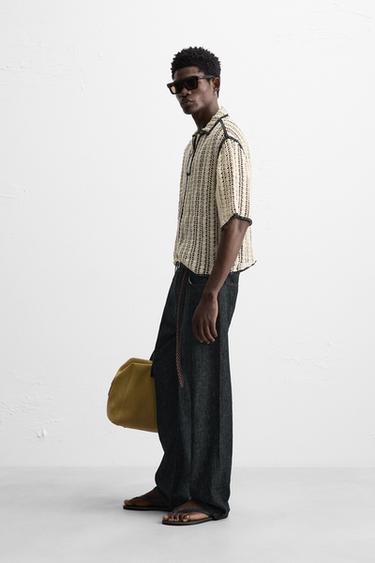 POLO STRUCTURE CROCHET - Blanc / Noir de Zara - Image 3