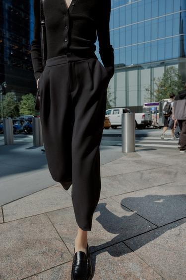 PLEATED CARROT TROUSERS - Black by Zara - Image 1