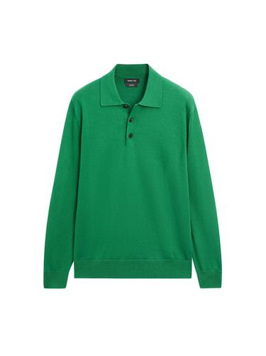 Zara Cotton knit polo collar sweater - Billiard green