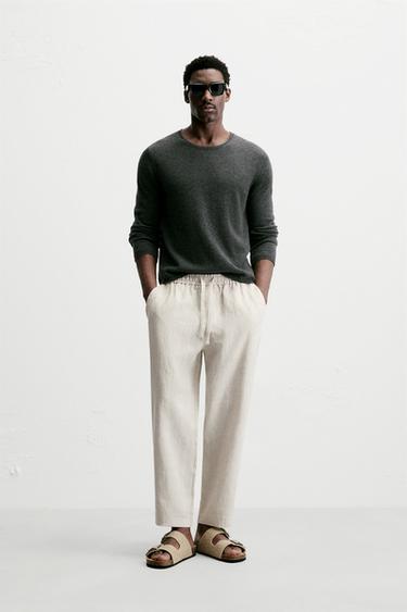 100% LINEN TROUSERS - Light beige by Zara