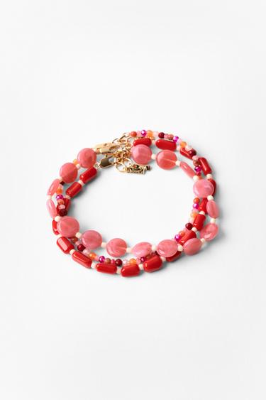 PACK OF 3 BEADED ANKLE BRACELETS - Red by Zara