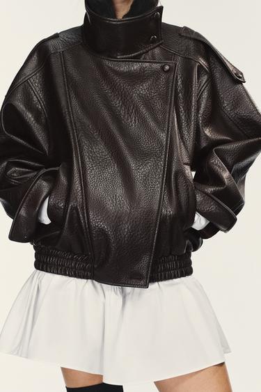 JACKE IN LEDEROPTIK - Braun von Zara