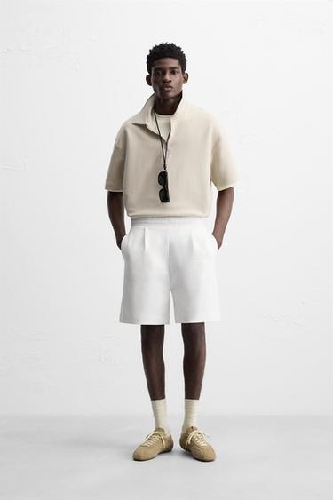 RELAXED FIT POLO SHIRT WITH ZIP - Stone by Zara - Image 0