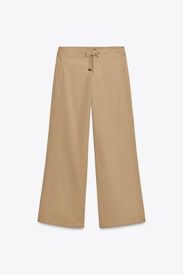 WIDE-LEG TROUSERS - Mid-camel by Zara