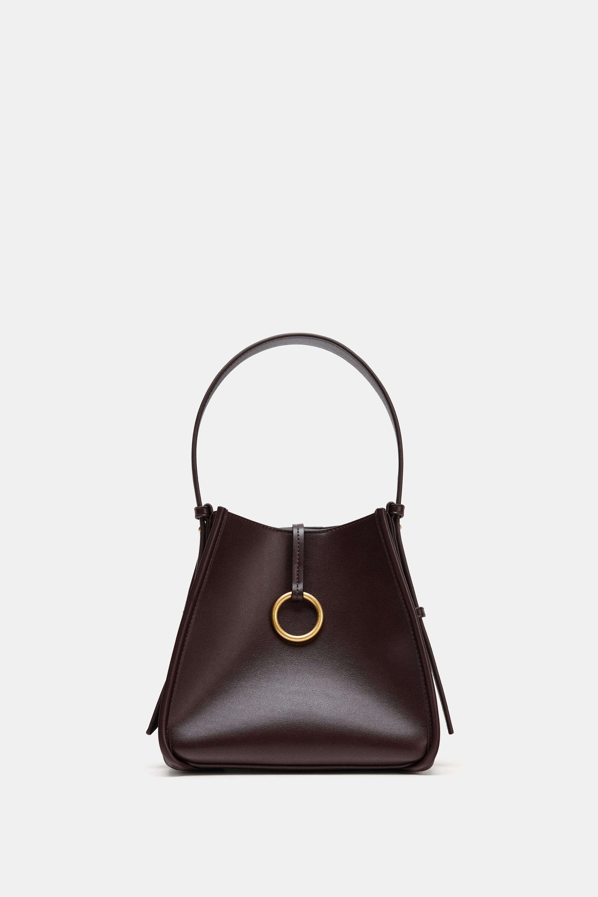 MINI BUCKET BAG WITH METAL RING - Burgundy Red | ZARA United States