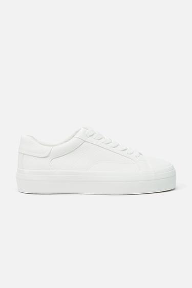 Zara EMBOSSED SNEAKERS - White