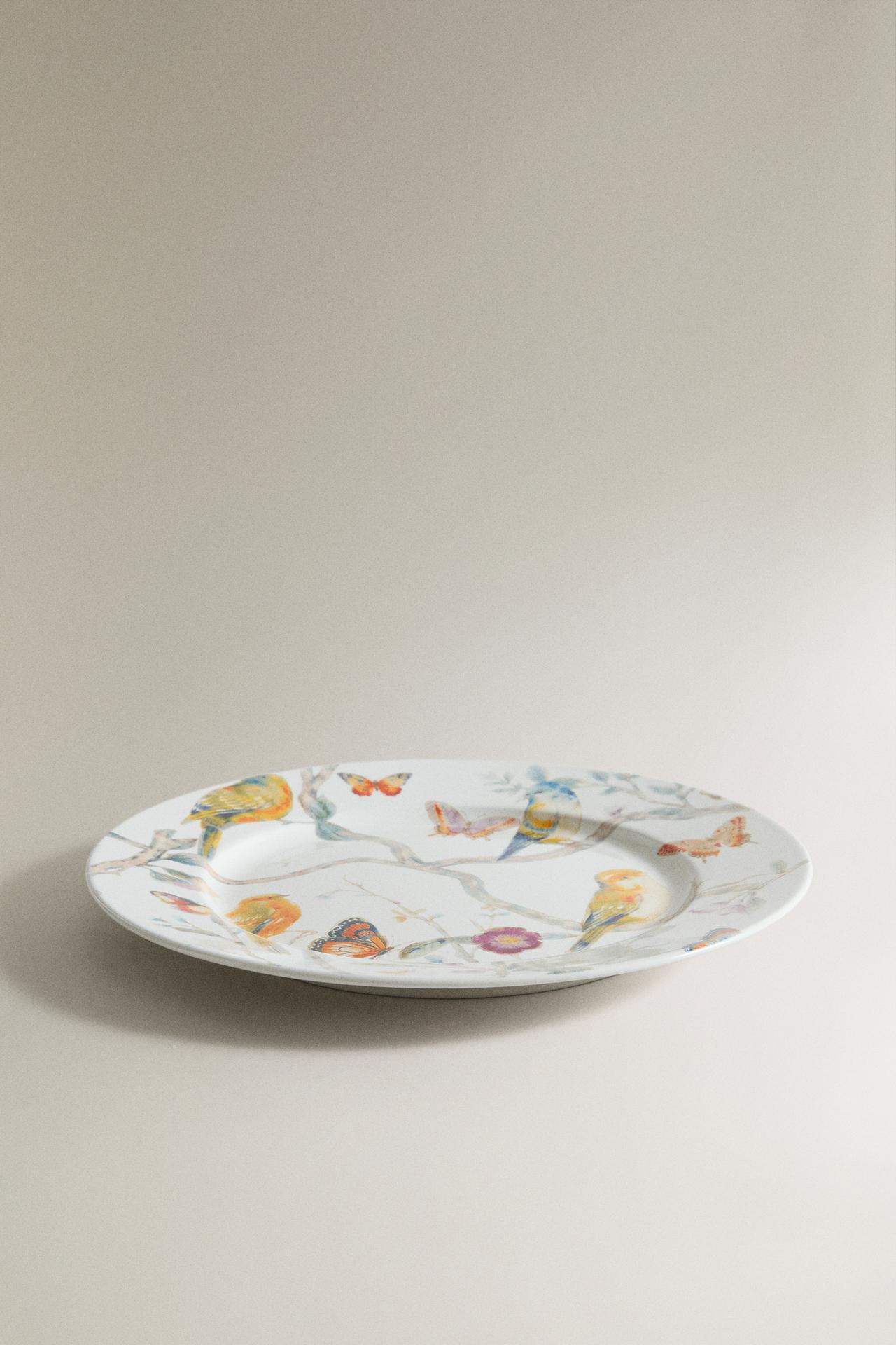 BRANCHES AND BIRDS DESSERT PLATE | MARISA BERENSON — Ecru