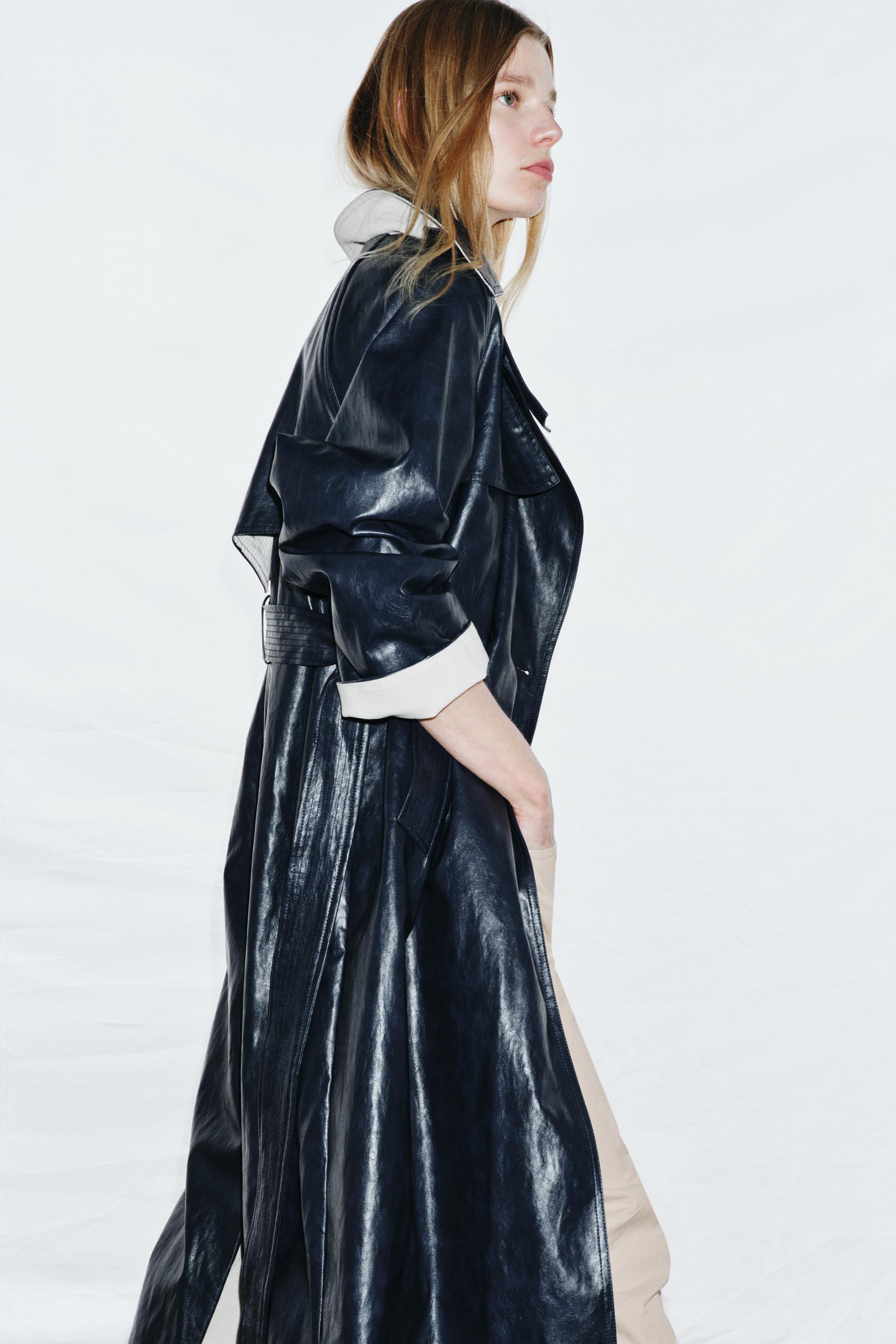 ZW COLLECTION SUNİ DERİ OVERSIZE TRENÇKOT - Görsel 2