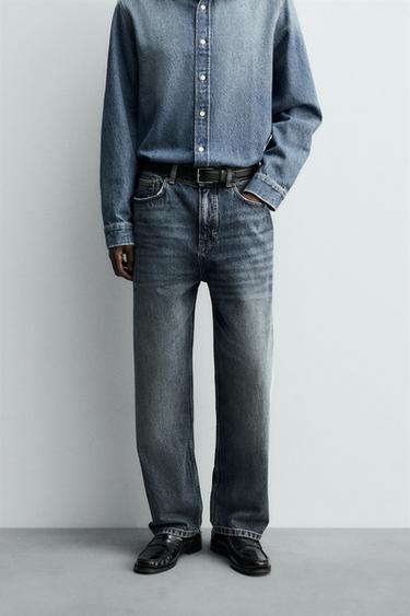 STRAIGHT ANKLE FIT JEANS - Mid-blue by Zara