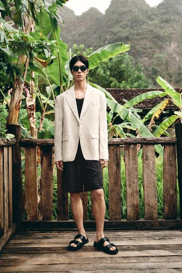 Zara 100% 亞麻西裝外套 - 淺米色