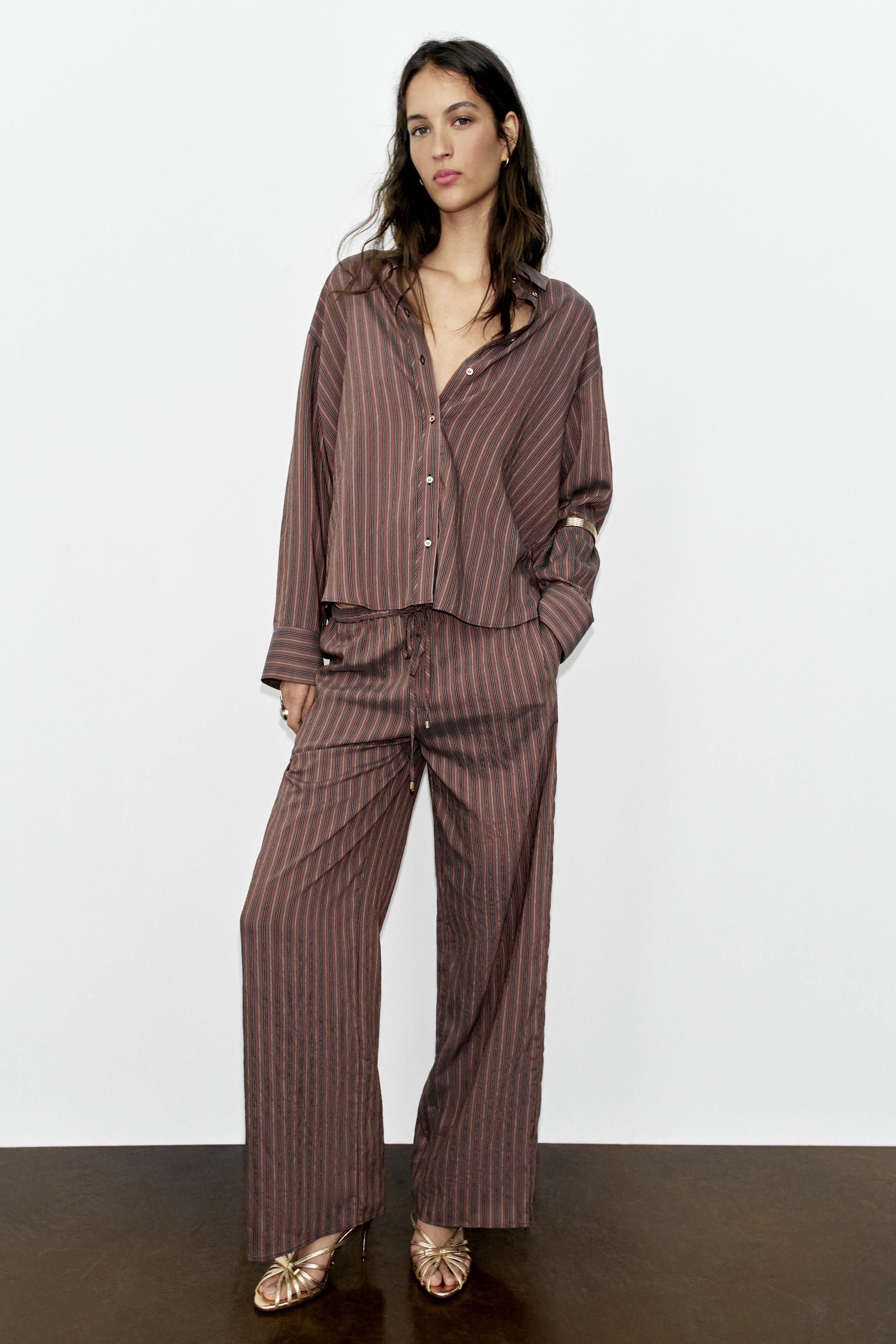 STRIPED SHIRT — Brown / Ecru