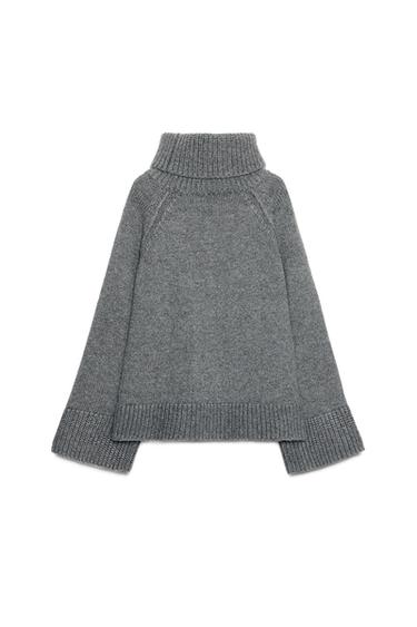 OVERSIZED KNIT HIGH NECK JUMPER - Grey by Zara