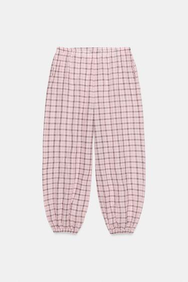 PANTALON BOUFFANT À CARREAUX ZW COLLECTION - Rose de Zara - Image 6