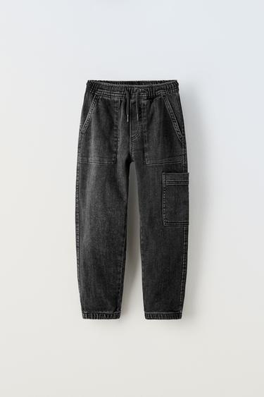 ДЖИНСОВЫЕ БРЮКИ-ДЖОГГЕРЫ КАРГО — ЧЕРНЫЙ от Zara — изображение 0