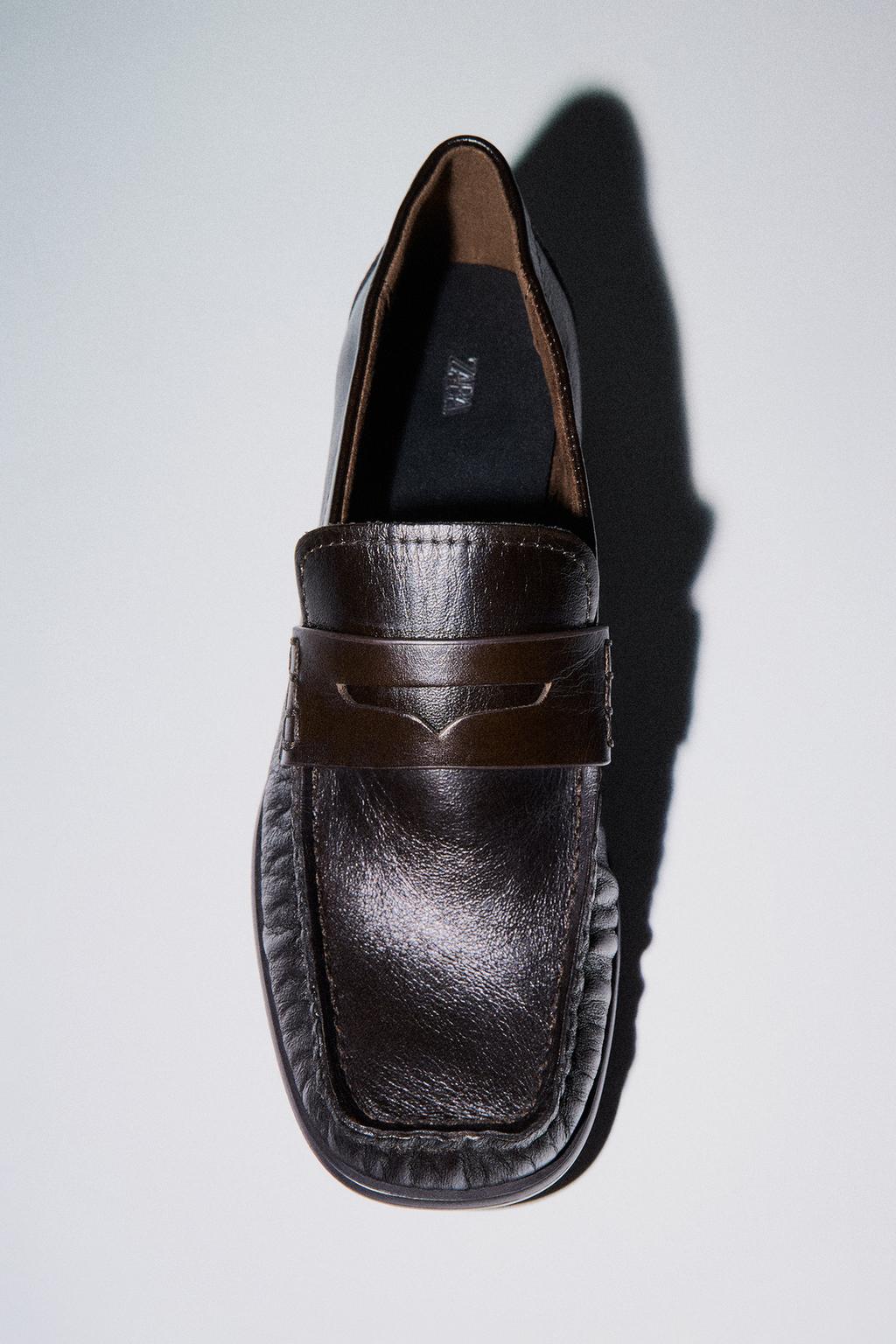 LEATHER LOAFERS WITH SQUARE TOE