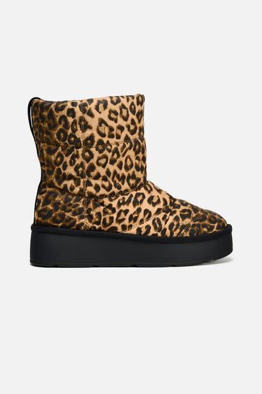 PLATFORM PADDED ANKLE BOOTS - Leopard by Zara