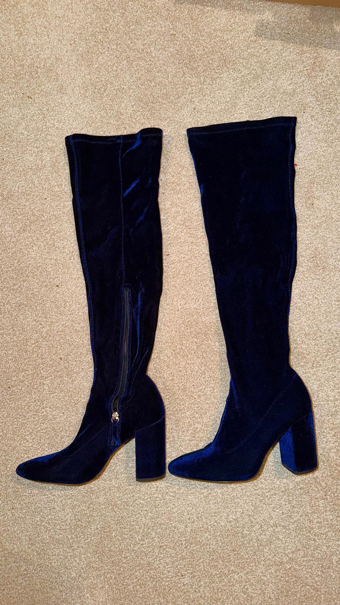 VELVET OVER THE KNEE HIGH HEEL BOOTS - Image 2