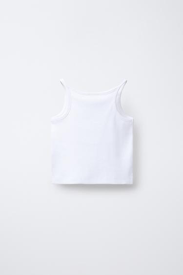 RIB TEXT TOP - White by Zara - Image 1