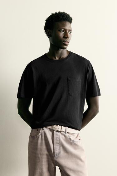 RELAXED FIT LIGHTWEIGHT T-SHIRT - Black by Zara