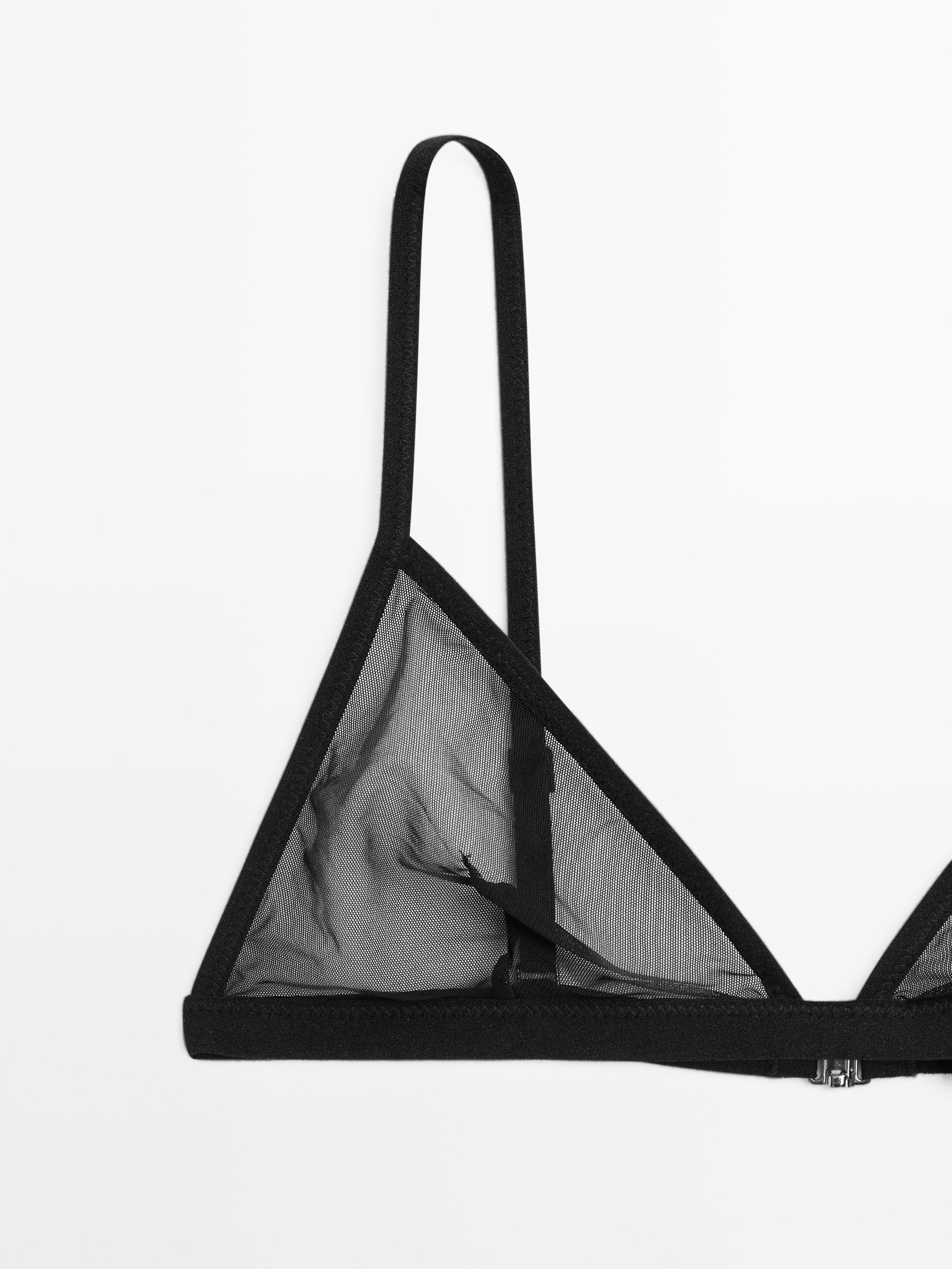 Semi-sheer mesh triangle bralette