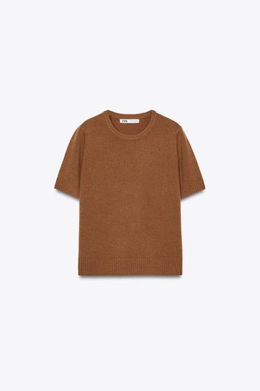 Zara 100% WOOL TOP - taupe brown - Image 0
