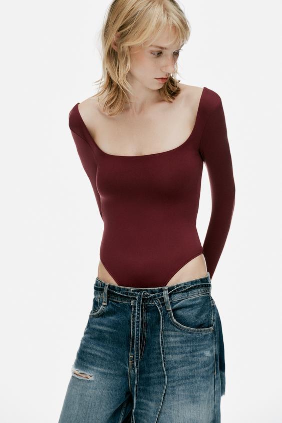 BODY EN POLYAMIDE À ENCOLURE CARRÉE - Vin de Zara - Image 2