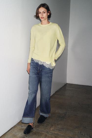PULL EN MAILLE 100% LAINE EXTRA DOUCE - Jaune clair de Zara - Image 0