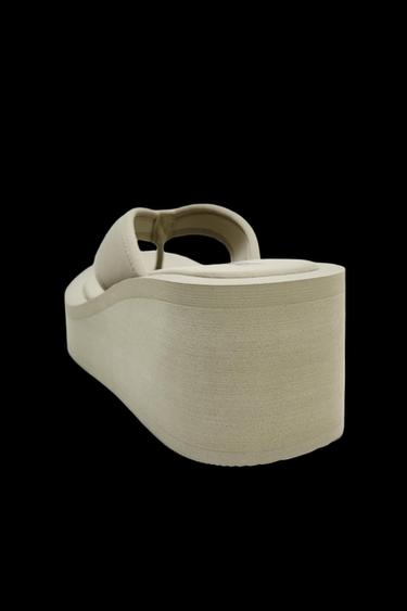 Zara PLATFORM SANDALS - Khaki Green