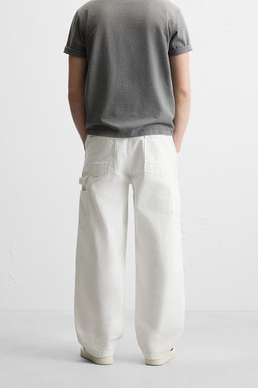 FADED CARPENTER POCKET TROUSERS - Oyster-white by Zara - Image 2