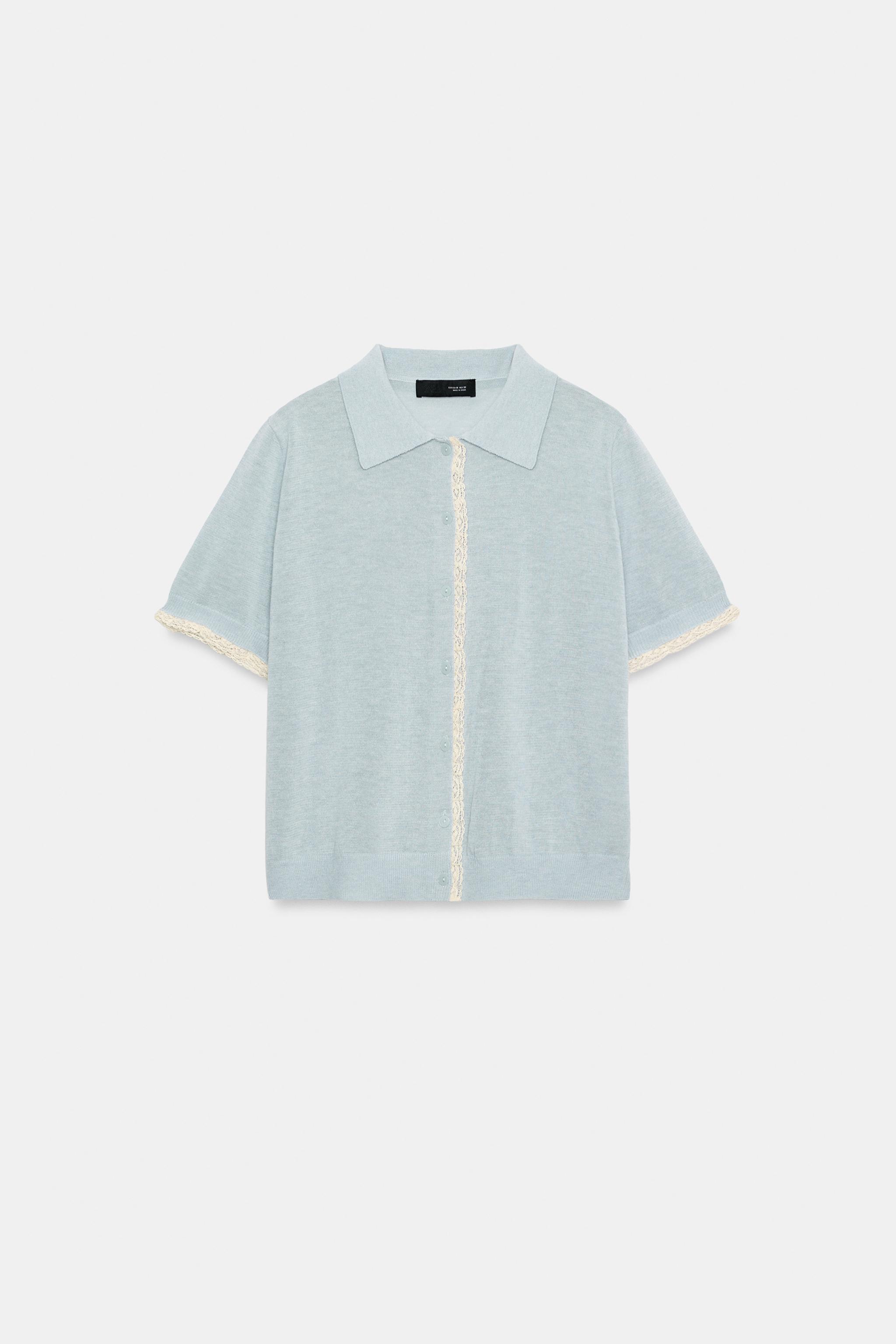 SHORT SLEEVE LACE TRIM CARDIGAN