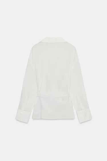 ZW COLLECTION STRIPED WRAP TOP - Black / White by Zara - Image 3