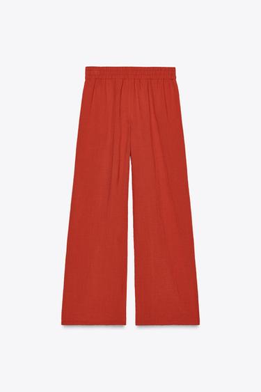 RUSTIC WIDE-LEG TROUSERS - Terracotta by Zara - Image 6