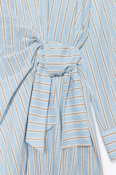 ZW COLLECTION STRIPED WRAP DRESS - Blue by Zara - Image 8