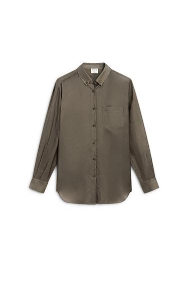 Chemise fluide satinée à poche - STUDIO - Pierre de Zara