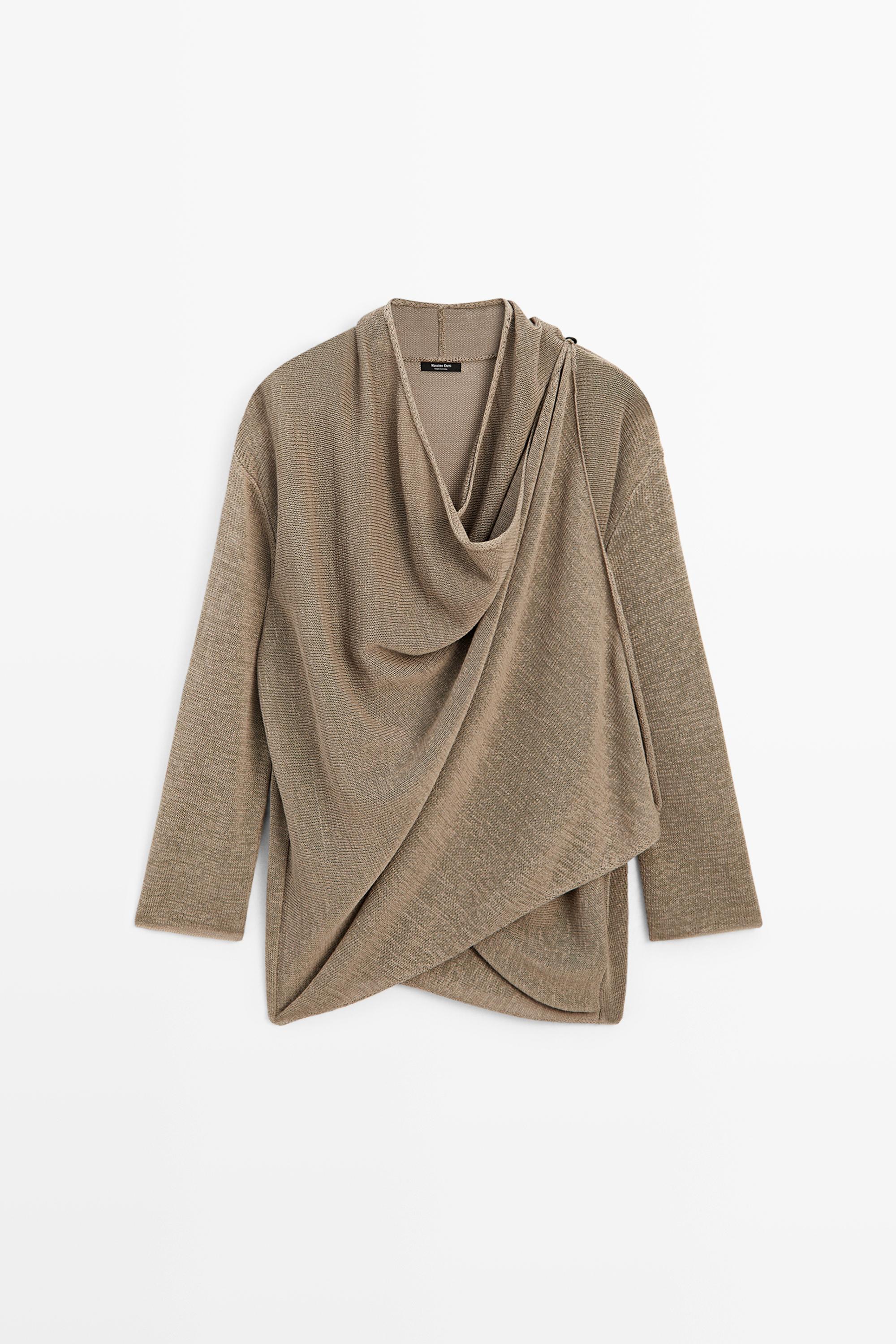 Cardigan cape en maille drapée