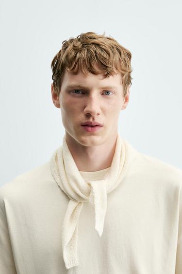 KHĂN BANDANA DỆT KIM PHA LINEN - CASHMERE - Kem từ Zara - Hình ảnh 0