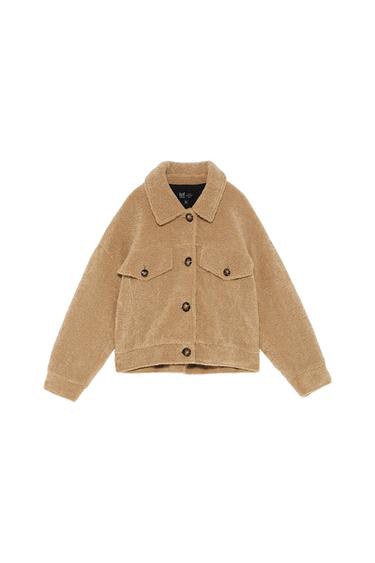 SHORT FAUX-SHEARLING-TEXTURED JACKET