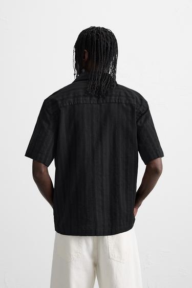 STRIPED JACQUARD SHIRT - Black by Zara - Image 2