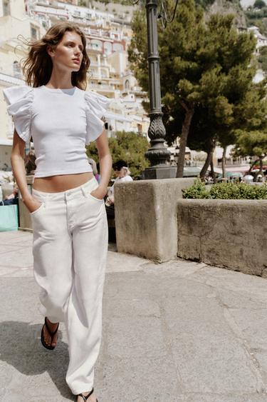 TRIČKO S VOLÁNY - Bílá od Zara