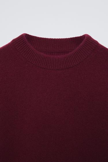 100% CASHMERE KNITTED JUMPER - Burgundy by Zara - Image 2