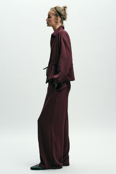 WIDE-LEG SEAM TROUSERS - Burgundy by Zara - Image 1