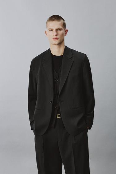 БЛЕЙЗЕР RELAXED FIT ИЗ СМЕСОВОГО МОДАЛА — ЧЕРНЫЙ от Zara