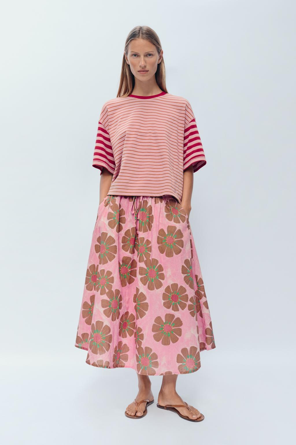 LIMITED EDITION FLORAL LINEN BLEND MIDI SKIRT - image 2